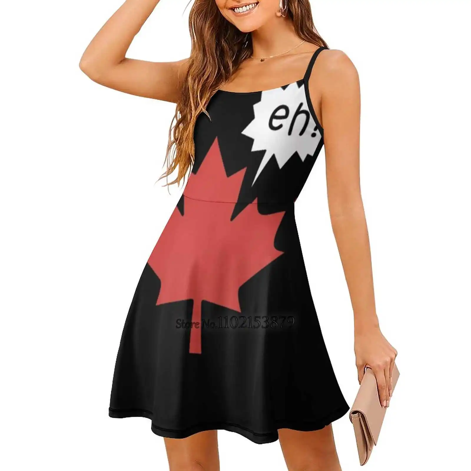 Funny Canadian Eh T - Shirt Back Lacing Backless Dress Women Kawaii Square Collar Dress 6Xl Canada Eh Canada Day Canada