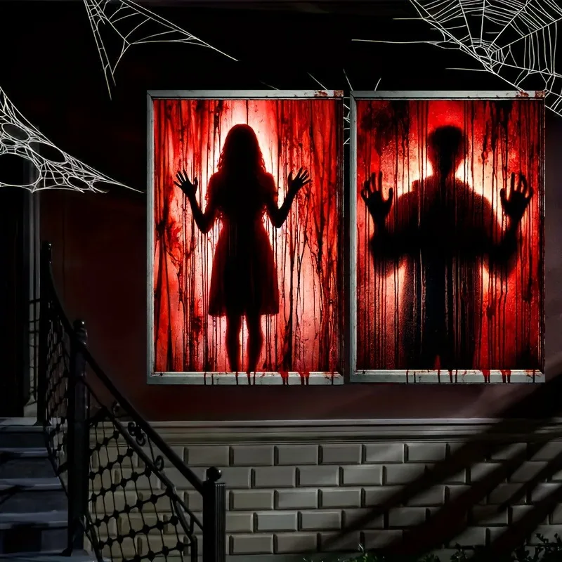 

Horror Halloween Outdoor Door And Window Decoration Scene Atmosphere Supplies Spooky Festive Decor for Front Yard And House