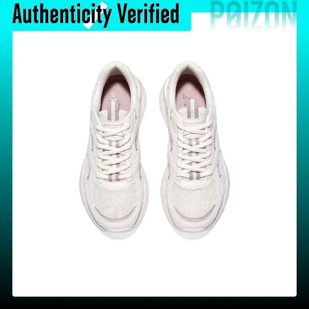 Skechers BOBS BAMINA Mesh, Leather Cushioning Low top Chunky Sneakers Women's White Pink 117354-WLV