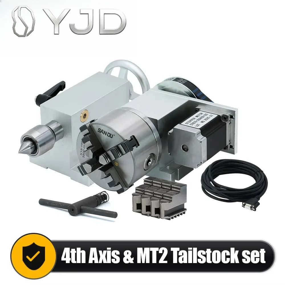 4th Indexing Dividing Head 4 Jaws Chuck 4th Axis Rotary for Nema 23 Stepper Motor  for Woodworking Set