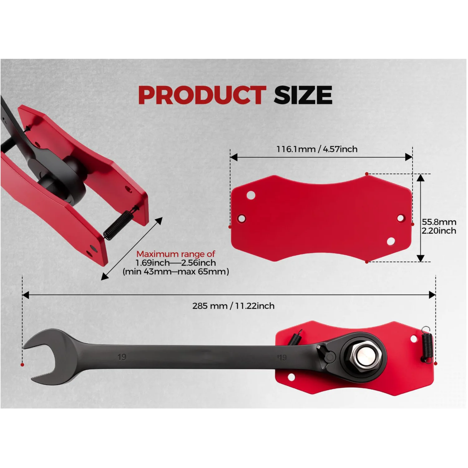 Brake Caliper Compression Tool Ratcheting Brake Caliper Press Brake Pad Spreader 1.69