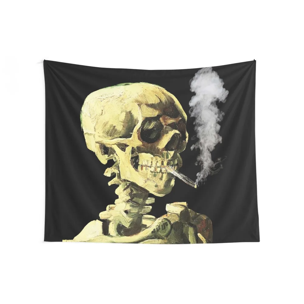 HD Skull Smoking by Van Gogh Tapestry Wall Decor Hanging Bedrooms Decorations Home And Comfort Decor Tapestry