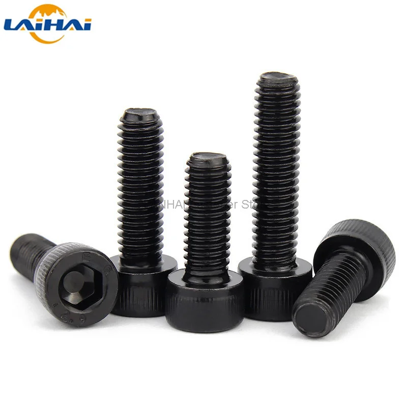 1/20pcs DIN912 M5 M6 M8 Black 304 Stainless Steel Hexagon Hex Socket Head Cap Allen Screw Bolt Thread Length 6-100mm