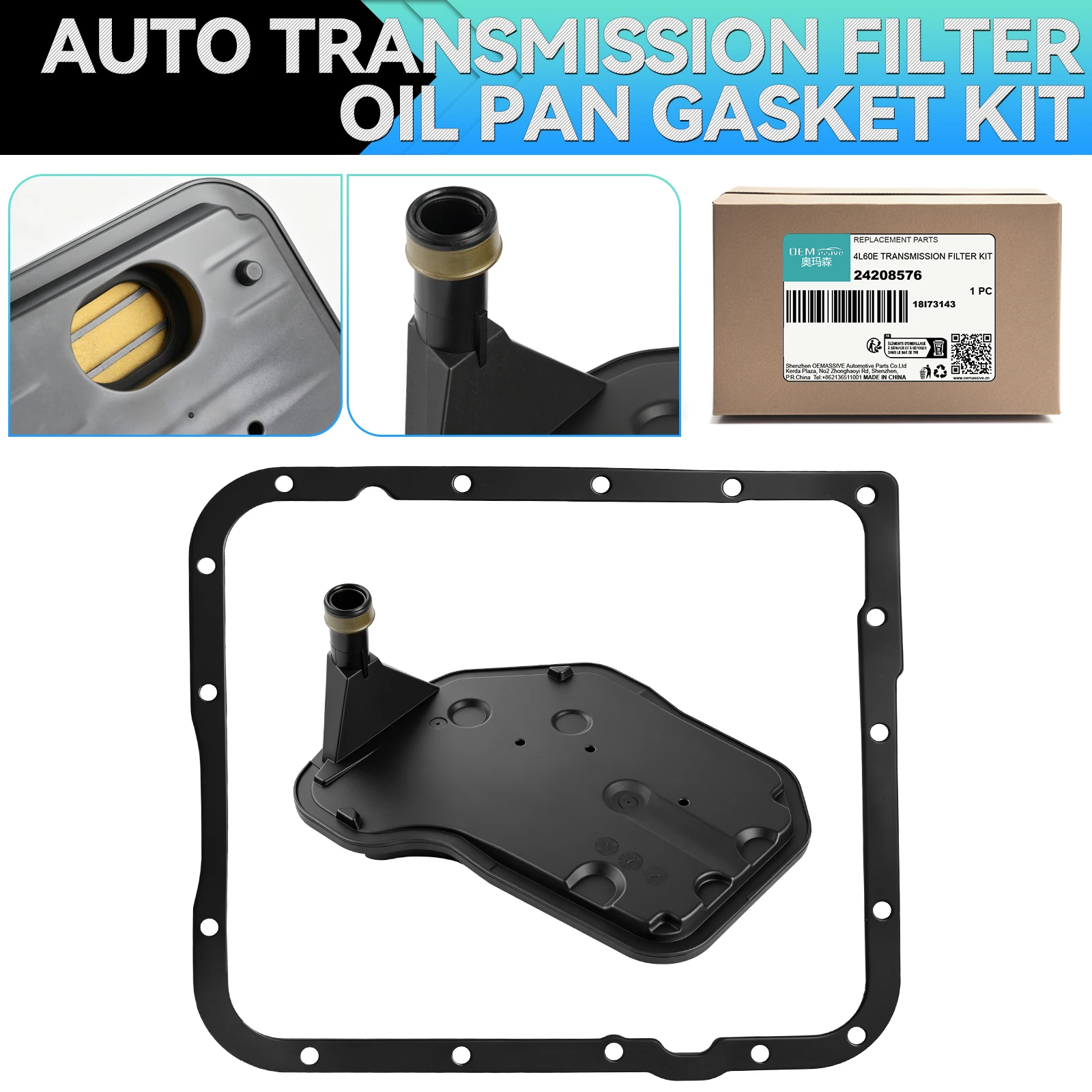 4L60E 4L65E Deep Pan Transmission Filter Kit with Gasket for Chevy GMC Silverado 1500 Tahoe Sierra Yukon Cadillac 24208576 TF156