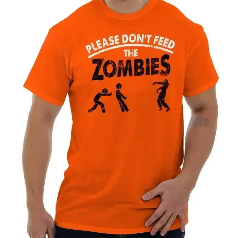 Halloween Please Don t Feed The Zombies Joke Womens or Mens Crewneck T Shirt Tee