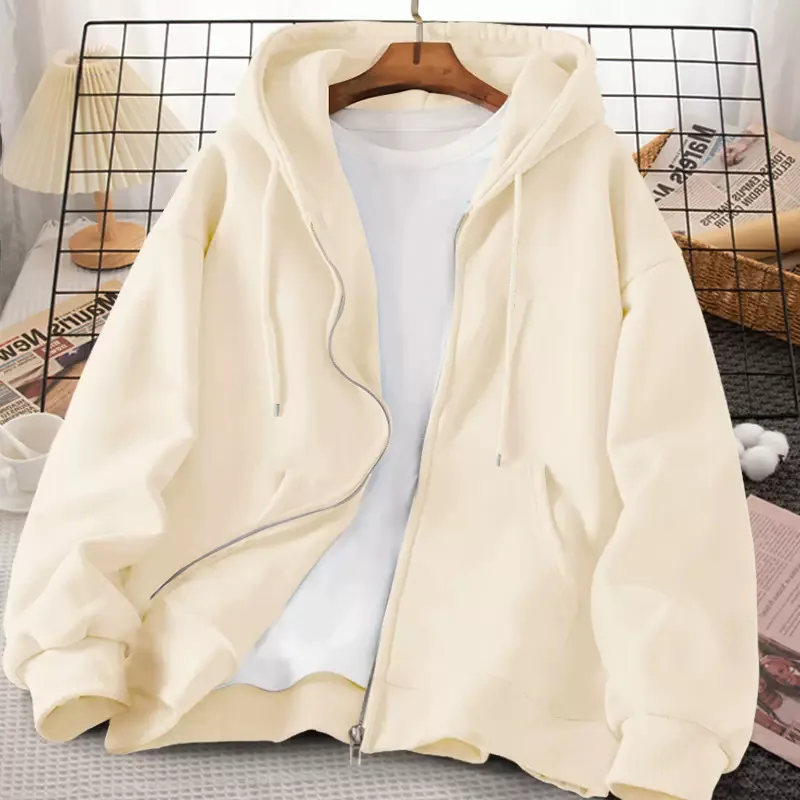 

Heavyweight Thickened Zipper Casual Cardigan Sweater Women Hat Autumn/Winter Korean Fashion Student Loose Versatile Hooded Coat