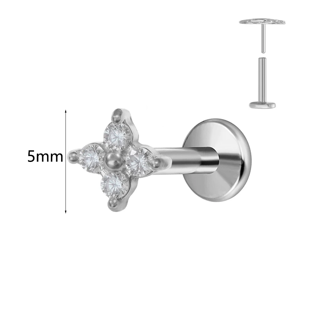 Women's Titanium Opal Moon Push In Branch Earring Stud