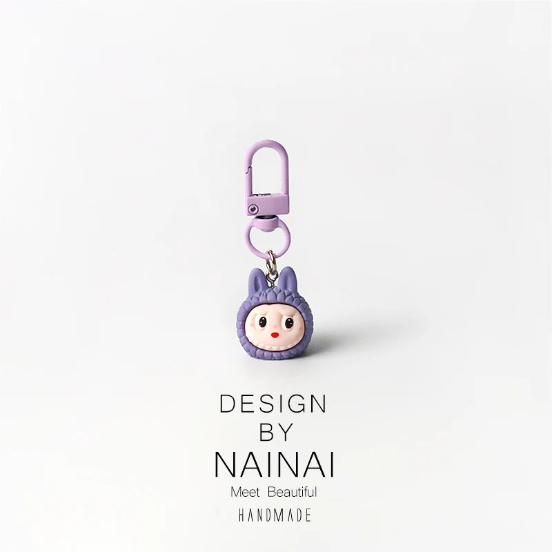 Creative Rabbit Ear Mousse Keychain Cute Backpack Pendant Personalized Hanging Decoration Cake Ornament Bag Accessory