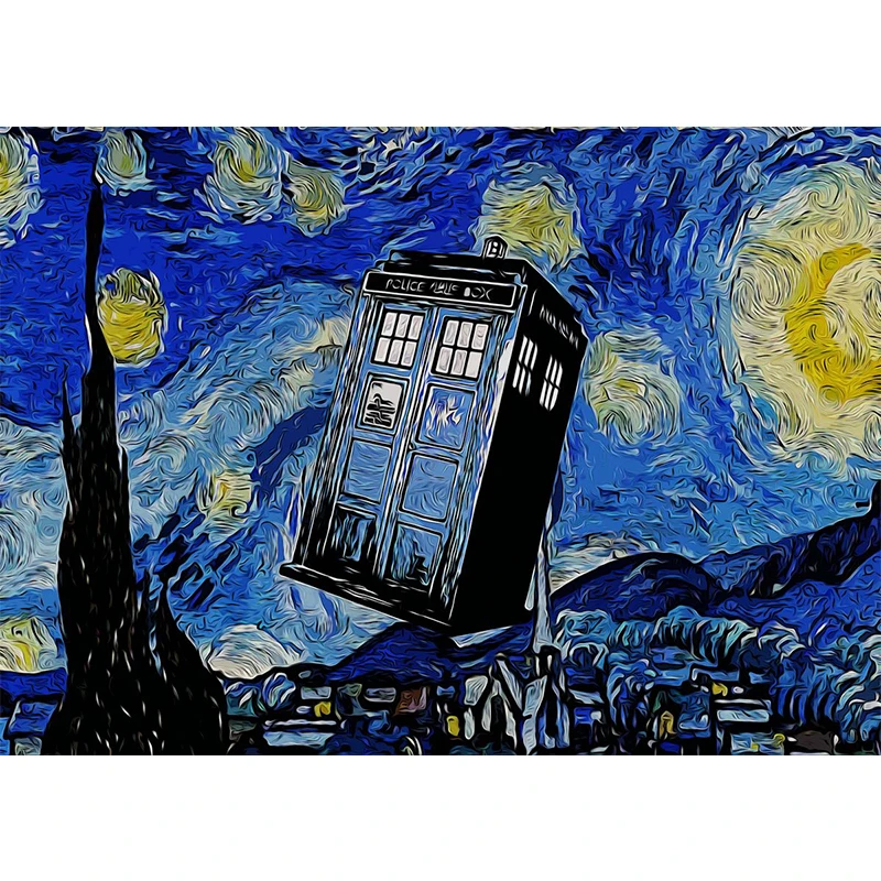 

Van Gogh Starry Night Abstract Telephone Booth Home Deco Art Unique Gifts Digital Paintings Canvas Kits Hand Painted DIY