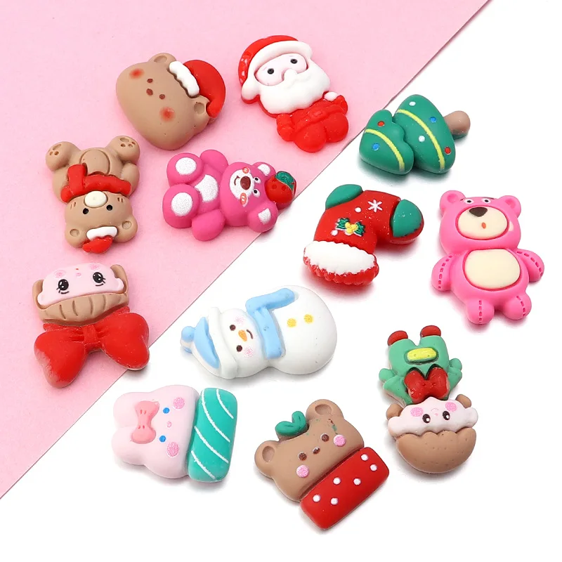 20Pcs/Lot Resin Mobile Patch Random Mix22-28mm Strawberry Bear Wallet Patch Decoration For Jewelry Making Christmas Holiday Gift