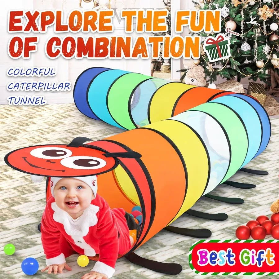 Barraca de túnel infantil para crianças, pacote de 2 brinquedos de túnel pop up coloridos para bebês ou animais de estimação, presente dobrável para meninos e meninas