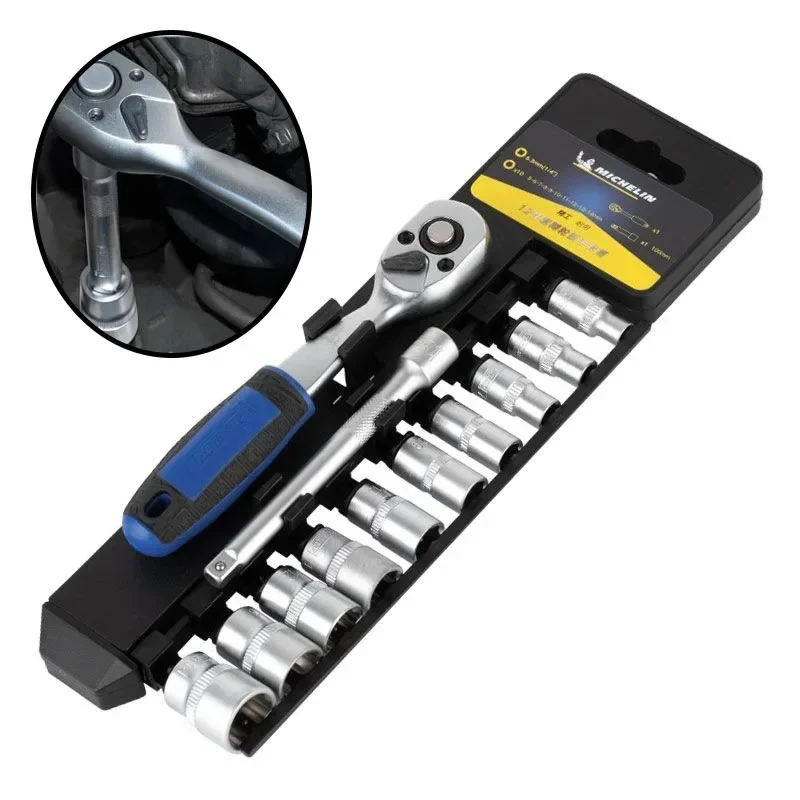 High-carbon Steel Ratchet Wrench Fast Save Labour Two-way Sleeve Socket Wrench Automotive Maintenance Workshop Tools Hand Tools