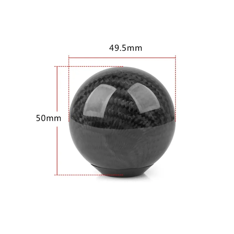 Racing Real Carbon Fiber Round Ball Manual Car Gear Shift Knob Shifter Black/Red