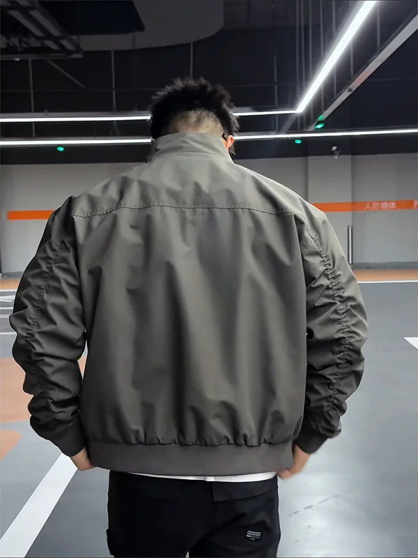 

ort American Sle Flight Jaet Мужская осенняя винтажная высококачественная сенсорная спецодежда с воротником-стойкой на молнии на подкладке