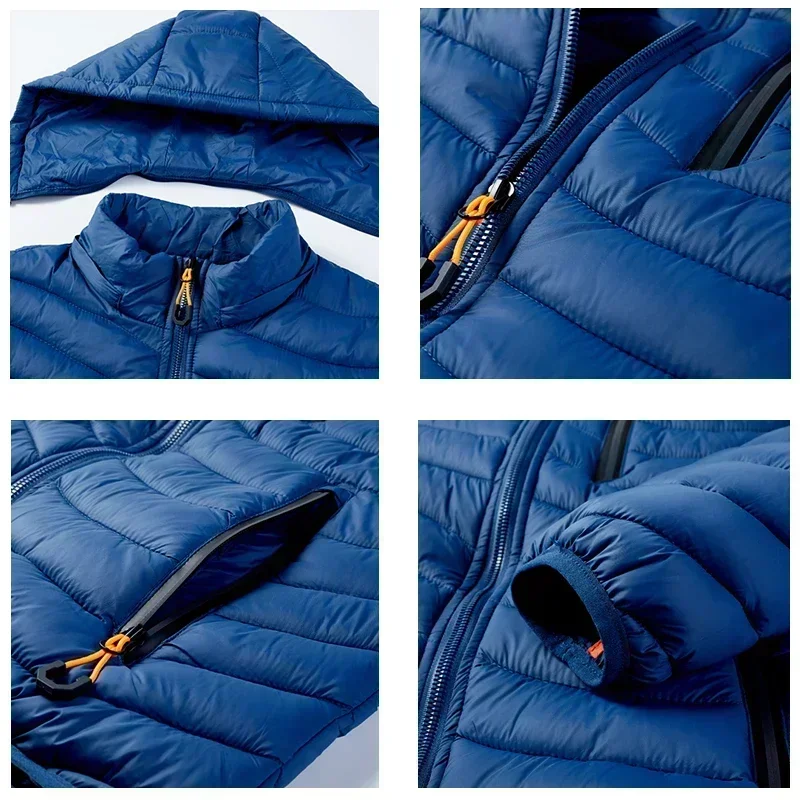 Chaqueta de invierno para hombre, abrigo cálido de algodón grueso con múltiples bolsillos, informal, a prueba de viento, Parka con capucha a prueba