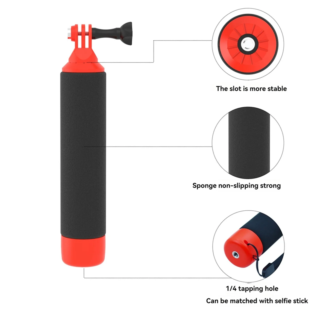 B49CFor DJI Action 4/3/Insta360 X4/X3/Ace/Ace Pro/GoPro 12/11 Kamera sportowa Float Hnadheld Buoyancy Rod Handle Akcesoria
