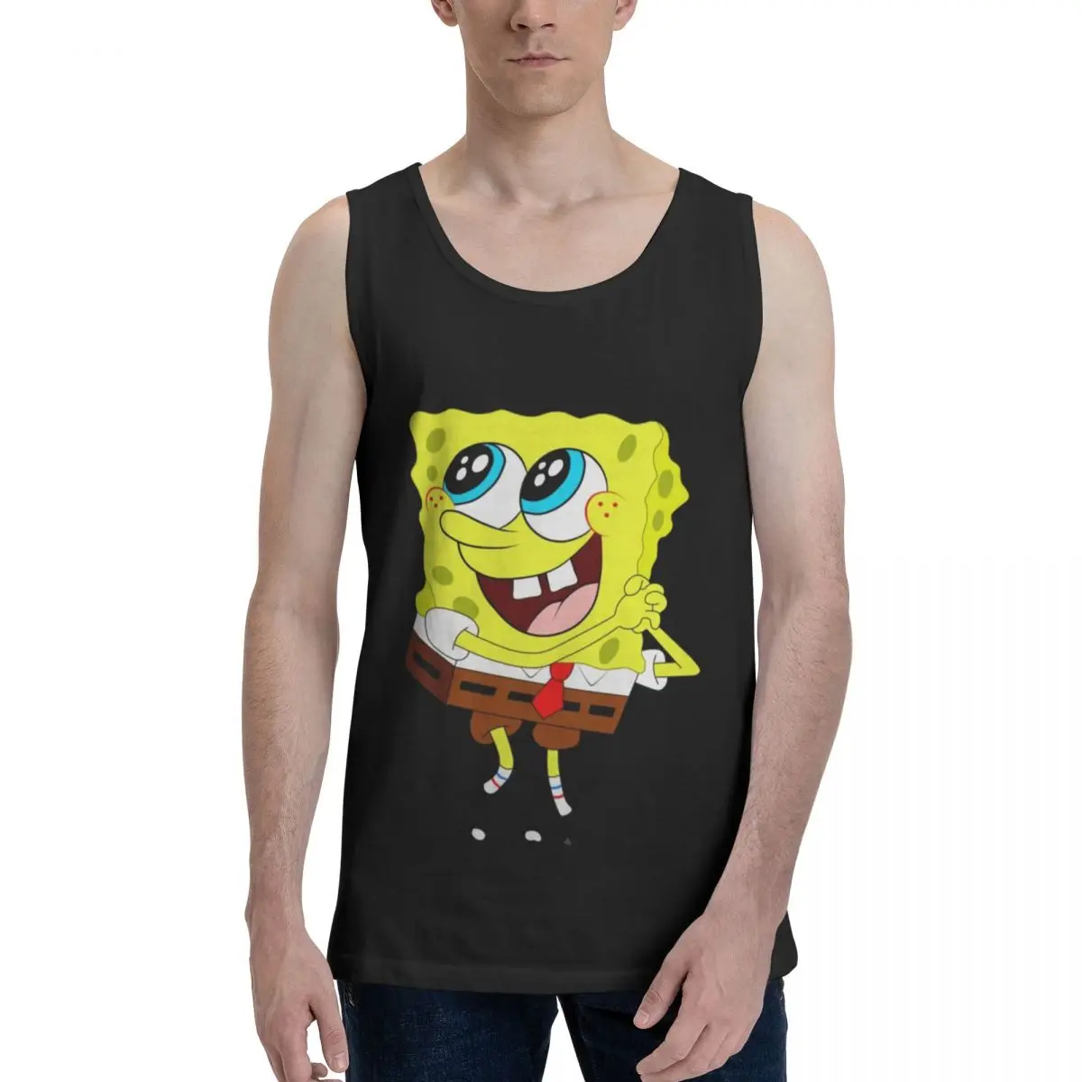 

Summer Solid Square Neck Tank Top Cotton Spongebob Women Men Plus Size Clothing Tank