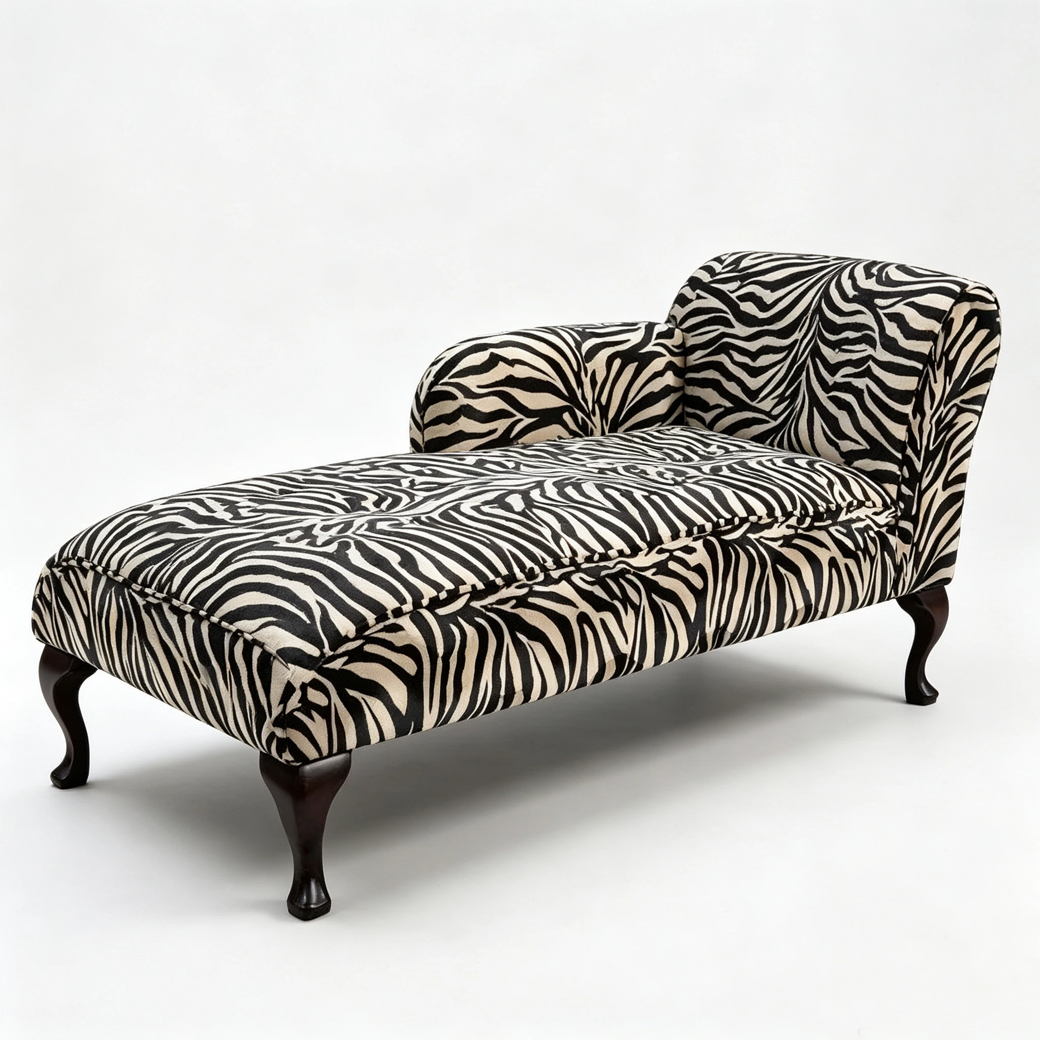 Zebra pattern recliner Solid wood curved leg fabric recliner Living room leisure sofa