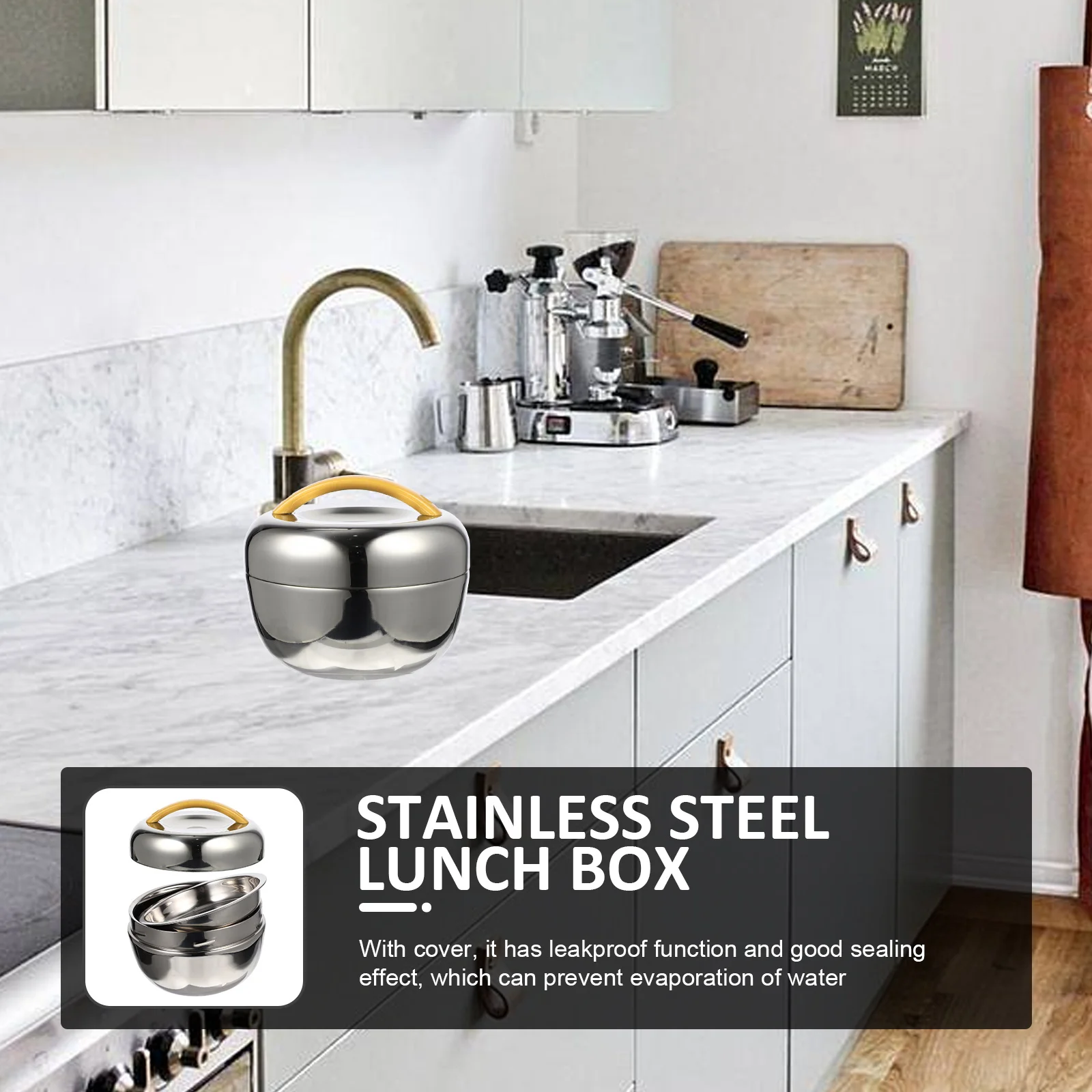 

Stainless Steel Insulated Bento Box Double-Layer Lunch Box Leakproof Portable Food Container for School Office