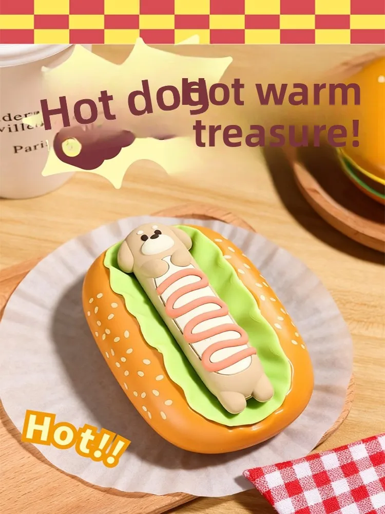 Hot dog hand warmer, rechargeable hand-held creative gift, cartoon mini hand warmer.