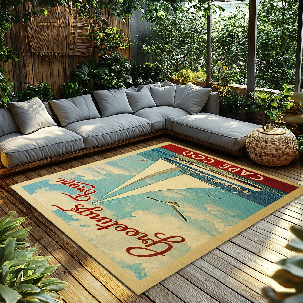 Coastal Welcome Mat Nautical Doormat Beach House Decor Ocean Theme Entryway Rug Seaside Home Decor Cape Cod Decor Summer Vibes C