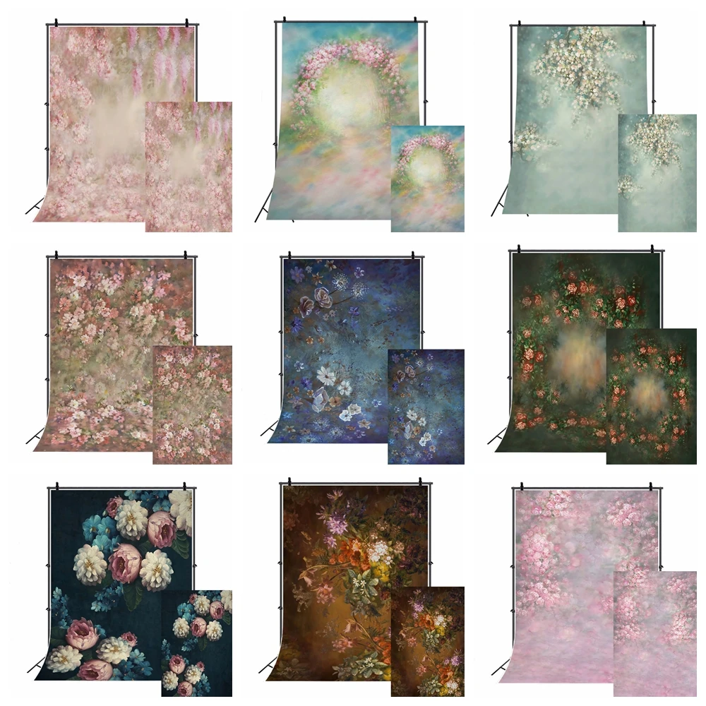 Retro Flowers Adult Art Background Photography Floral Texture Children Birthday Portrait Backdrop Photo Studio Wedding Photocall