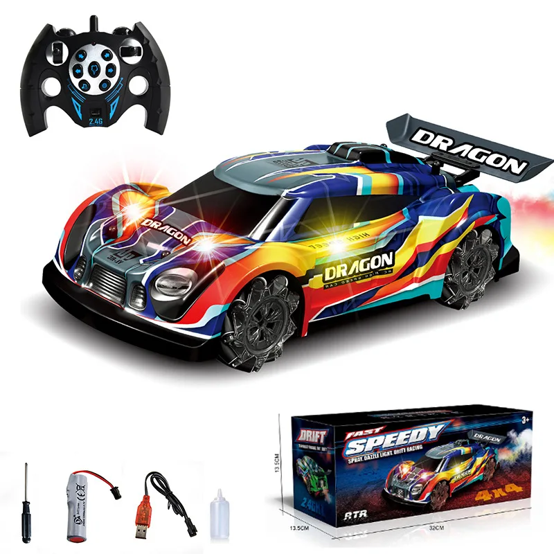 Cool Stuff Toy Car Gift-hot 1:14 High-speed 4WD Rc Drift Car, Scheet Spray Music Dazzling Rc Cars, Afstandsbediening Auto, Speelgoed voor jongens