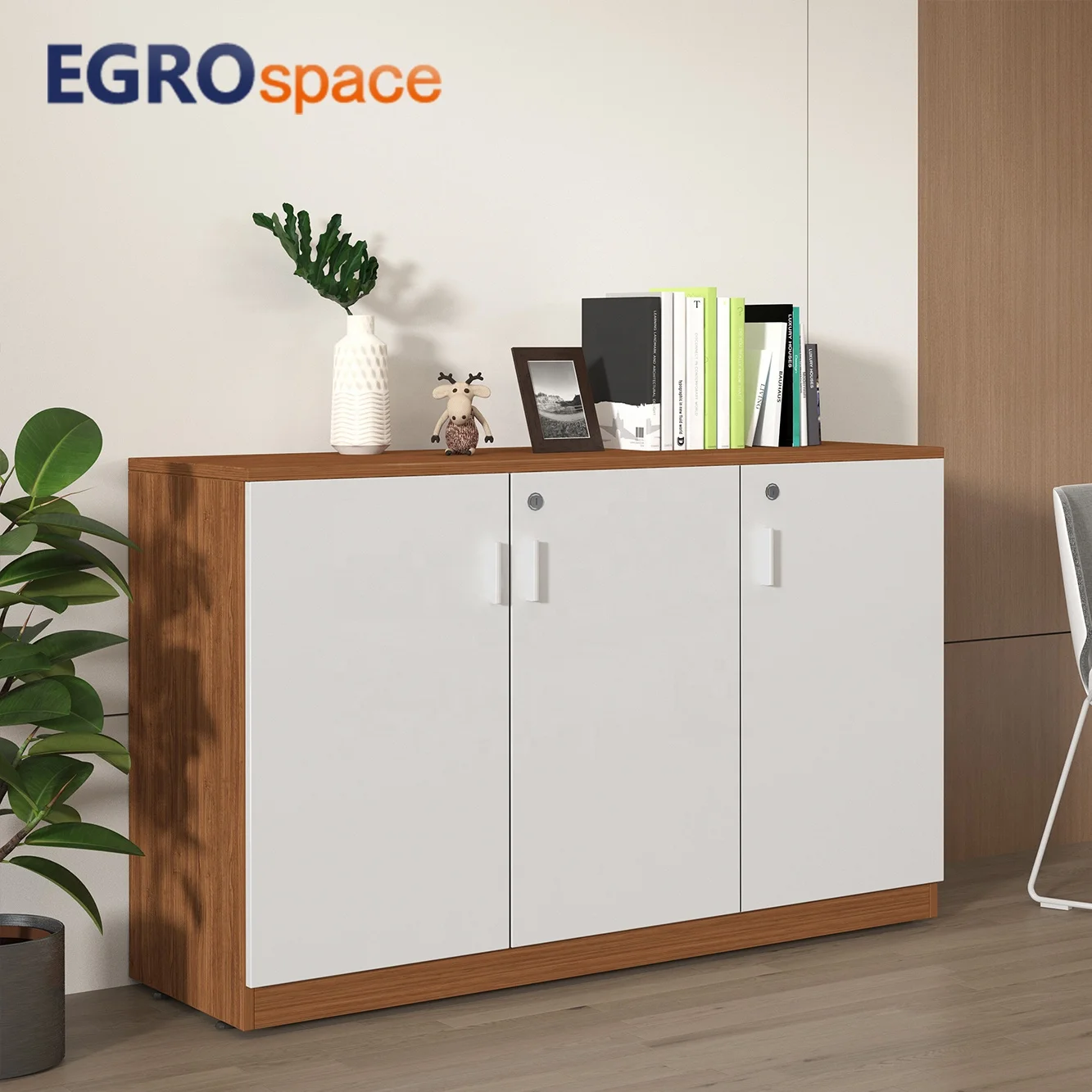 space Factory Wholesale Minimalist Furniture Lockable Swing Door Wood Document Storage Filing Office Cabinet