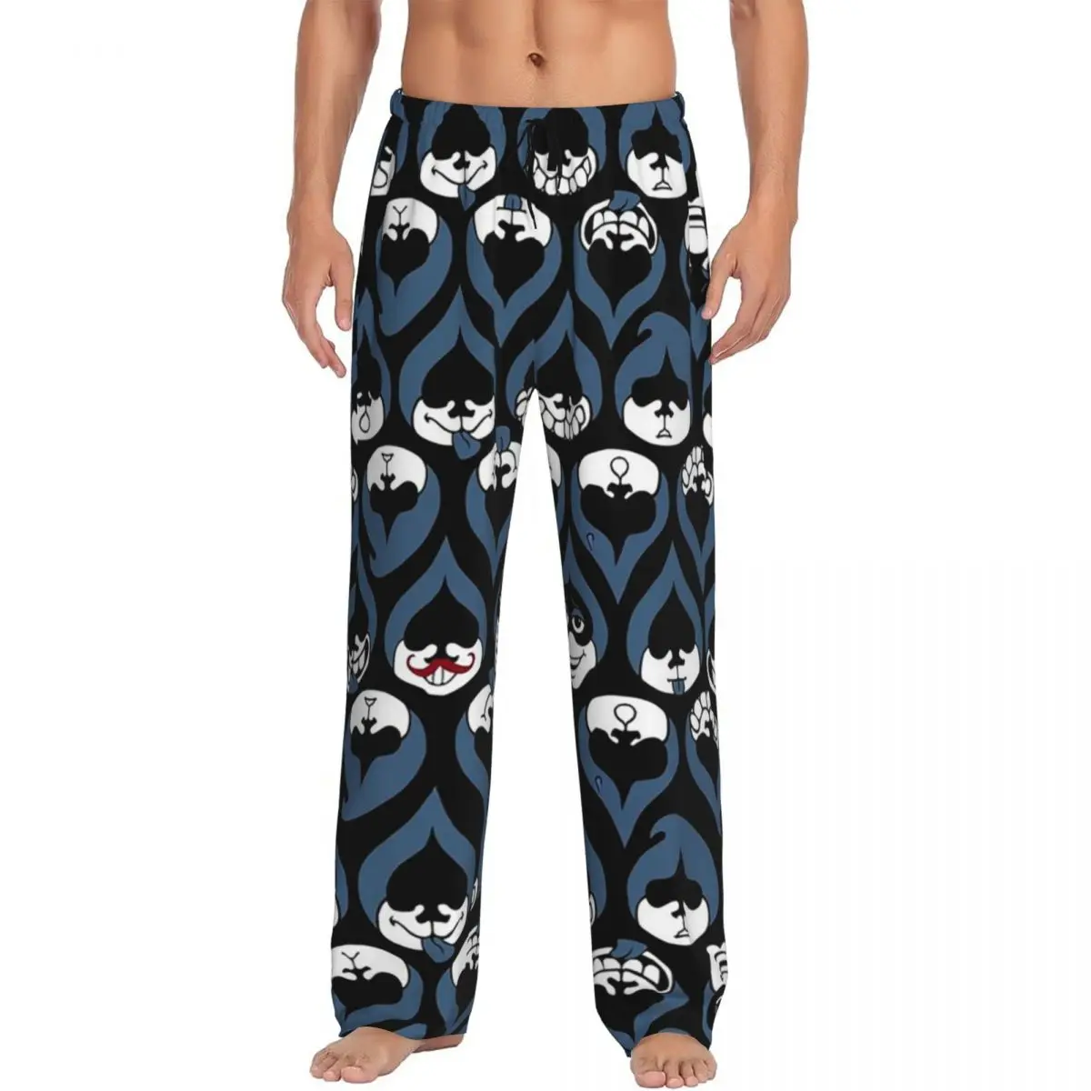 Custom Deltarune Lancer Face Drop Pattern Pajama Pants Men Sleepwear Sleep Lounge Bottoms with Pockets