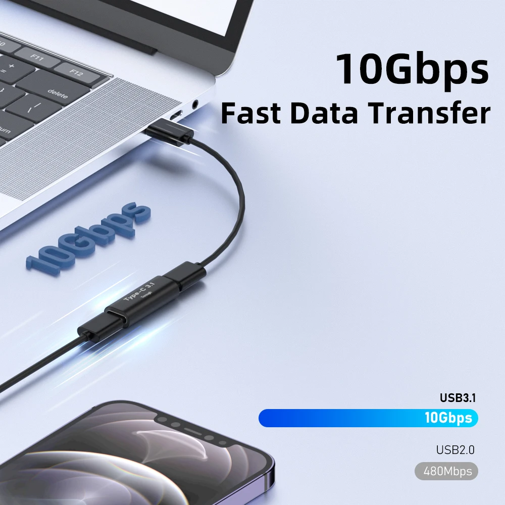 USB Type C อะแดปเตอร์หญิงหญิง Converter แบบพกพา USB-C ชาร์จข้อมูลอะแดปเตอร์ Type-C สายสำหรับแท็บเล็ตโทรได้