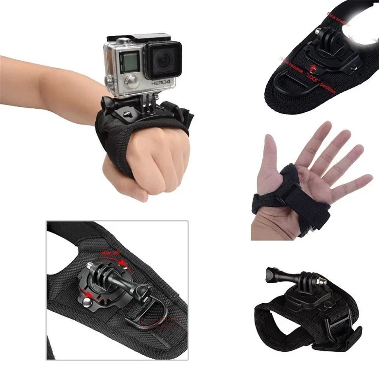 FF-9kb 360 Degree Rotation Wrist Hand Strap Band Holder Mount For Camera GoPro Hero 8/7/6/5/4/3+/2