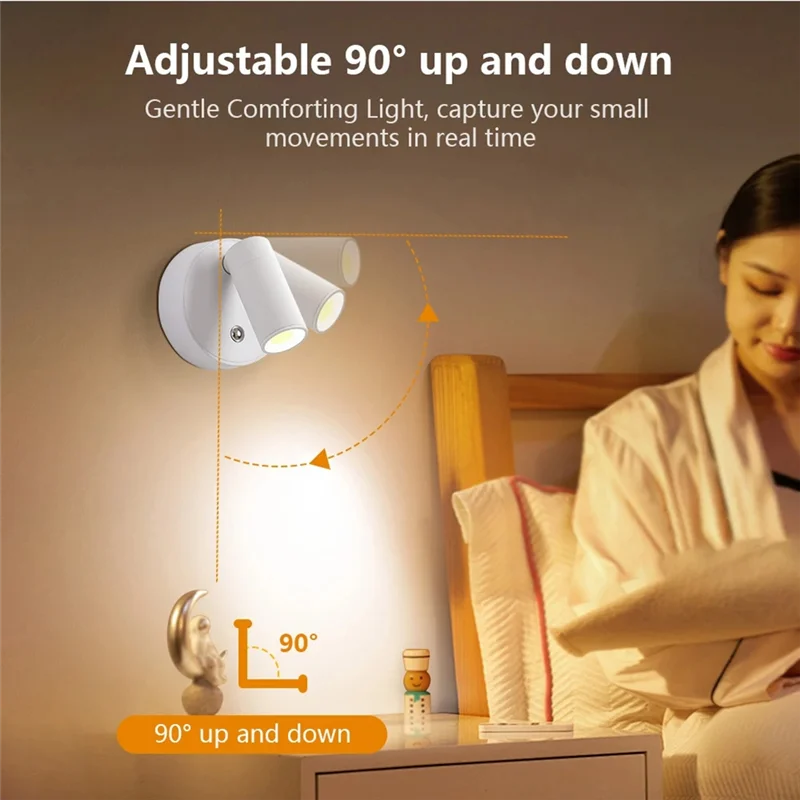 

ABJI-No Wiring No Punch LED Light Magnetic Type-C Rechargeable Wall Light Spotlight Reading Lamp Bedroom Bedside Light