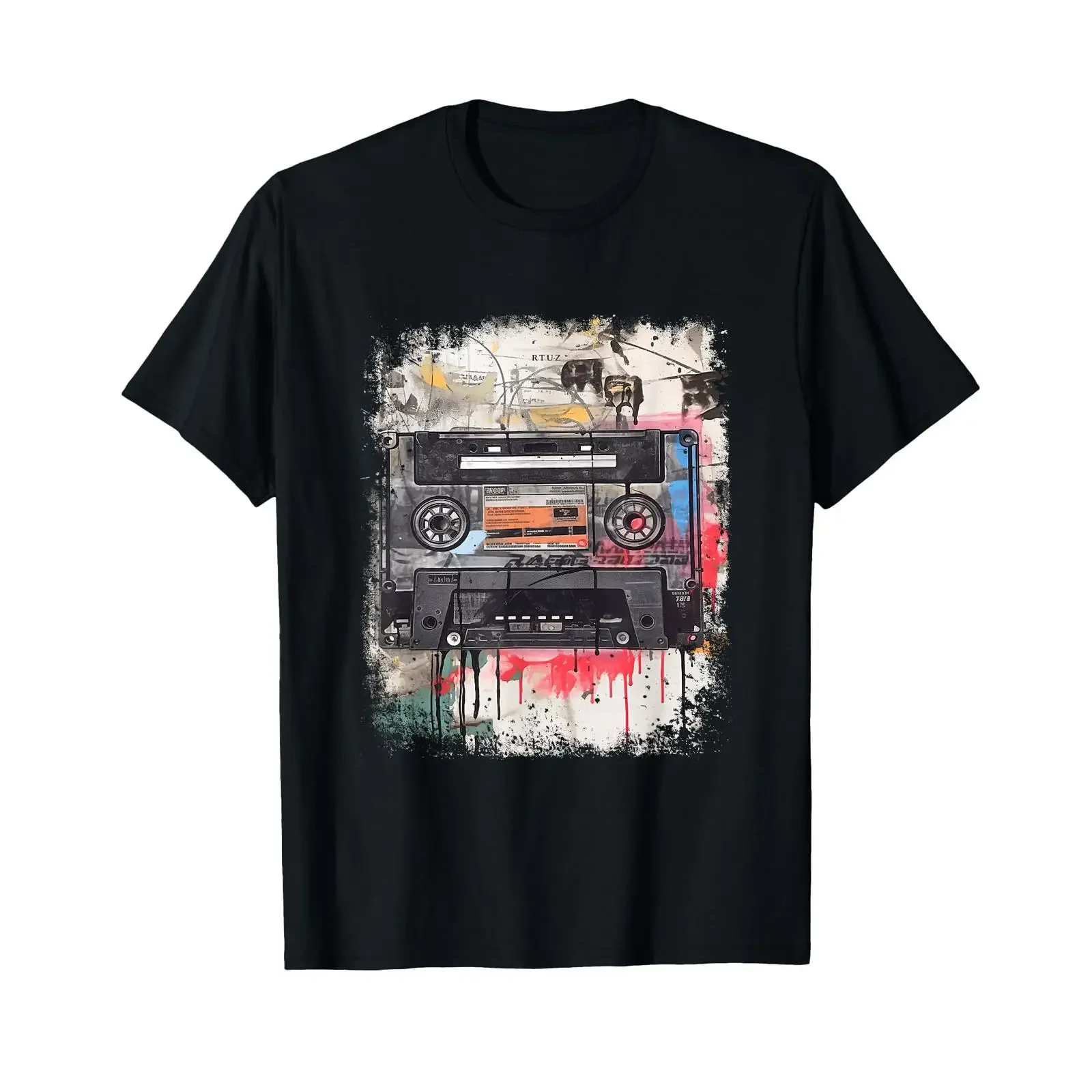 Retro Style Old School Music Tape Cassette Vintage Mixtape T Shirt vintage Washed designer clothes Stylish Slightly Soft homme