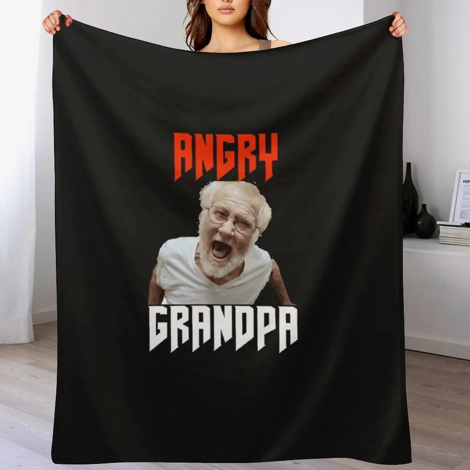 angry grandpa Throw Blanket Vintage warm winter Decorative Sofa Flannel Blankets