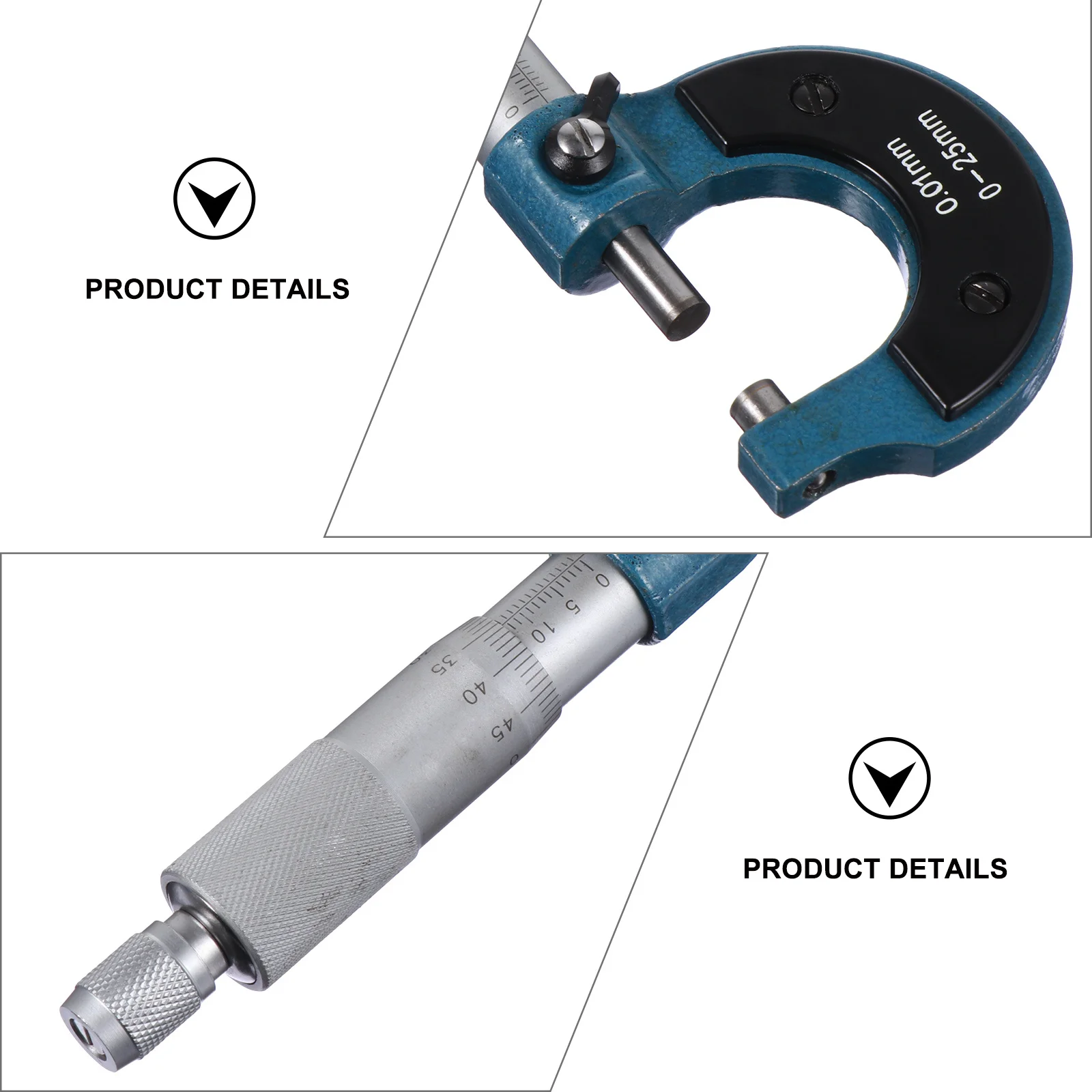 

Professional Outside Micrometer 0-25mm Precision Machinist Tool Carbon Steel Durable Portable Practical Measuring Instrument