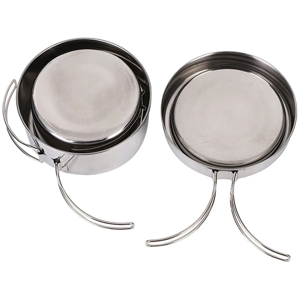

1Set Stainless Steel Camping Cookware Set Lightweight Portable Non Stick Cooking Pot Pan Outdoor Hiking Picnic Supplies