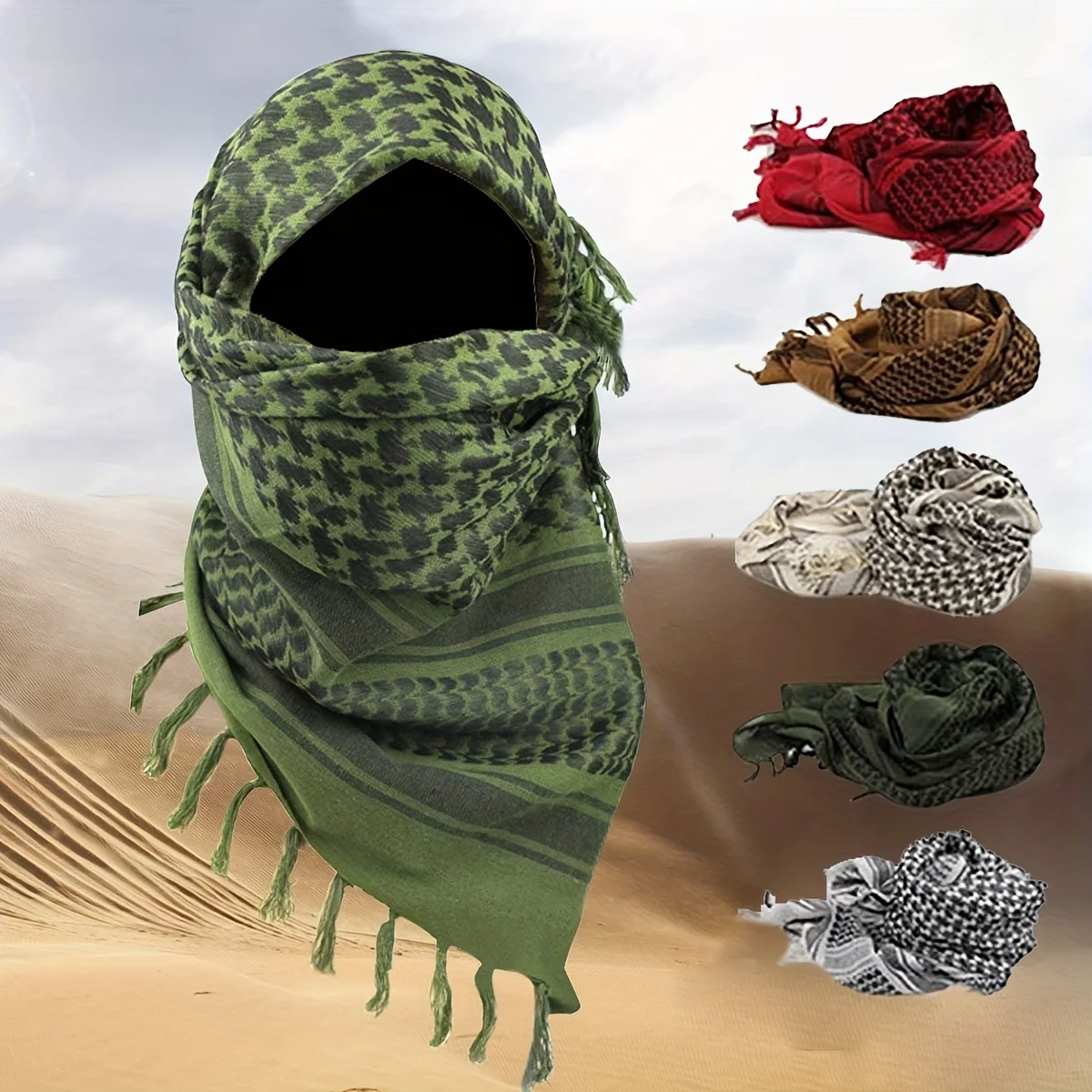 New Summer Women Tactical Arab Scarf Men Fashion Lightweight Hijab Scarf Spring Army Plaid Head Scarf Warm Mask