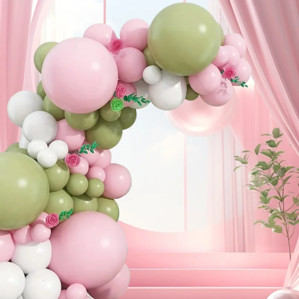 

5/10/12/18Inch Pink Green White Latex Balloon Garland Arch Kit 111Pcs Birthday Wedding Anniversary Valentine's Day Party Decor