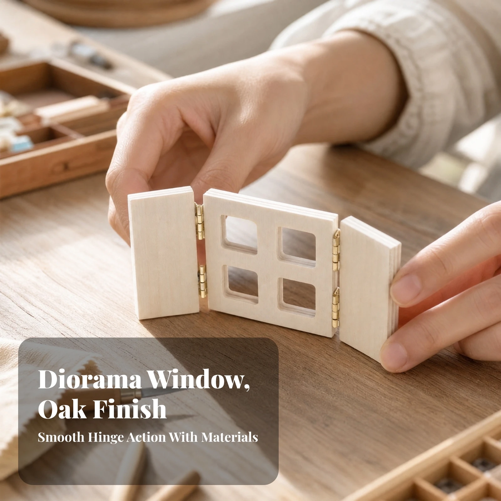 Dollhouse Accessory Lightweight Hinged Miniature Window with Metal Hinges Miniature Wooden Window for BJD Collectors