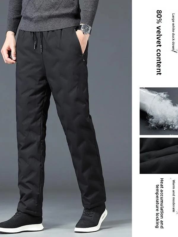 

Men's down Pants Winter Outdoor Wear Slimming Thiened Large Size Long Pants Northeast Cold Resistance Faion Casual Warm T...