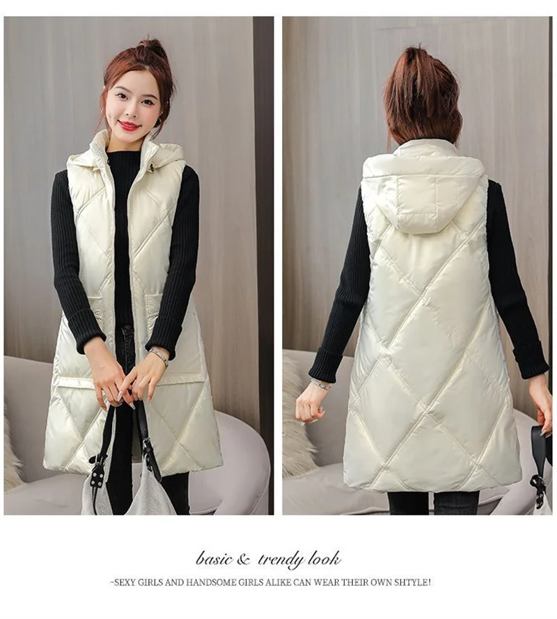 가을 겨울 여성용 탈부착 가능한 다운 코튼 베스트, 중간 길이 스타일, 노워시 코튼 베스트, 여성용 숄더 재킷, 신상 트렌드