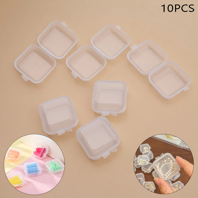 10pcs Mini Plastic Storage Box Earrings Jewelry Storage Case Small Box Jewelry Organizer Packaging