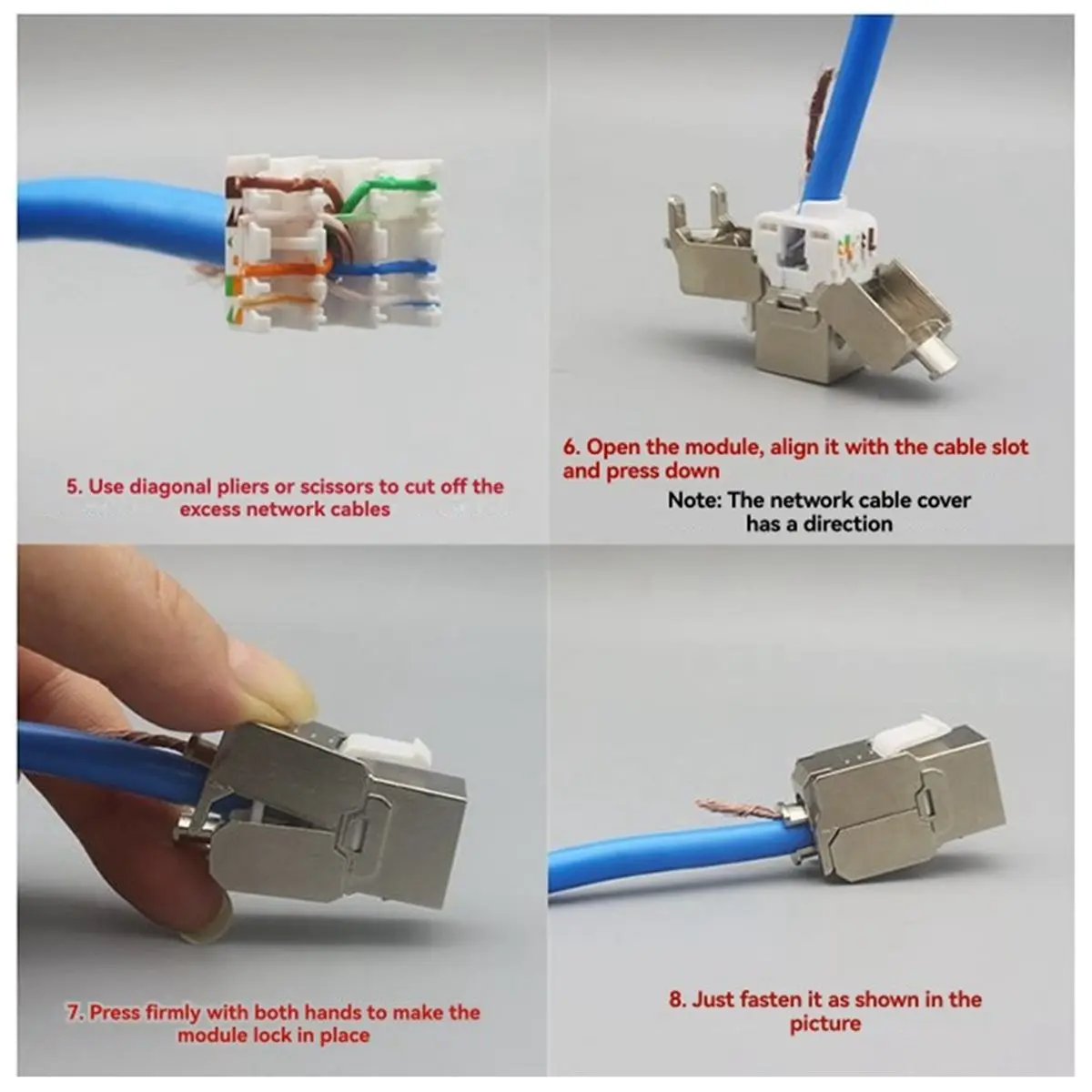 ABGN 4 Sockets CAT6A RJ45 Faceplate LAN Network Outlet Jack Shielded Ethernet Wall Panel Board 86x86mm Network Installation