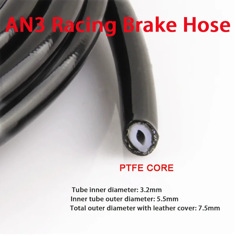 AN3 PTFE Brake Line Oil Pipe for Car Modification Racing Motorcycle 3.2mm Inner Diameter High Performance Fuel Line Connector