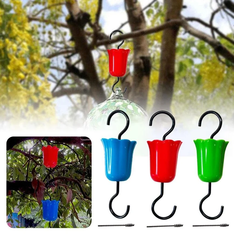 3PCS Ant Moat For Hummingbird Feeders Hummingbird Feeder Ant Guard Hummingbird Feeder Ant Guard Hooks Plastic Hanging