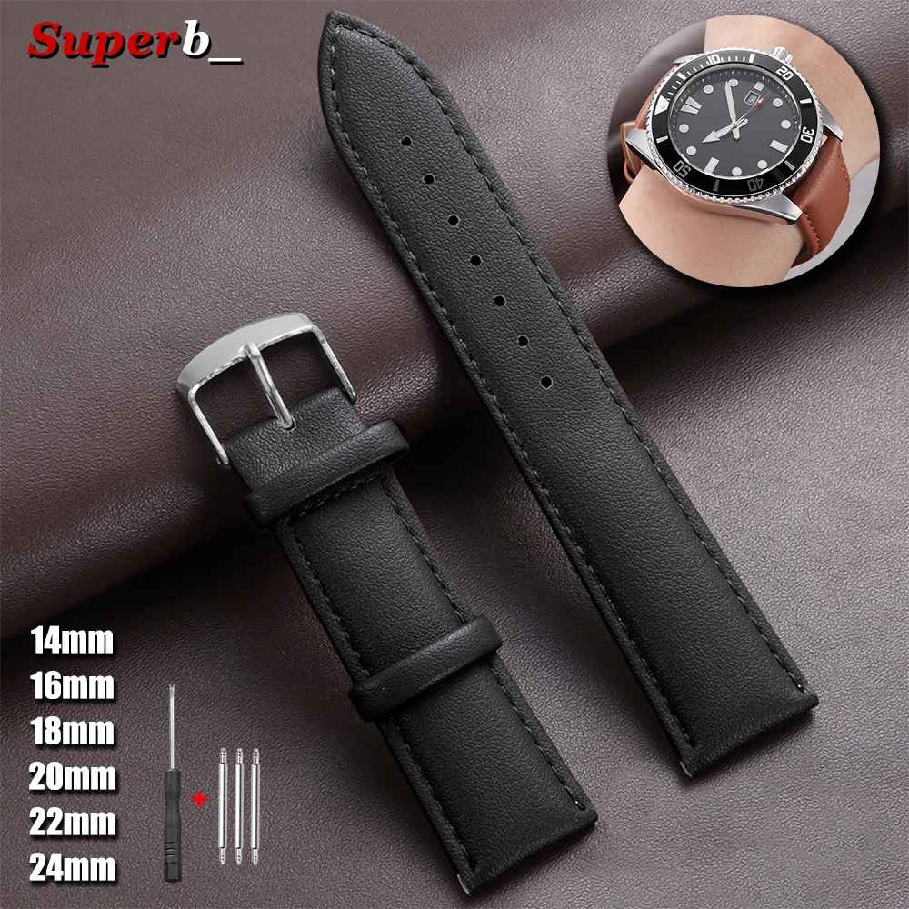 14mm 16mm 18mm 20mm 22mm 24mm Ersatz-Uhrenarmband Weiches PU-Uhrenband Herren Casual Armbanduhrband mit Edelstahlschnalle