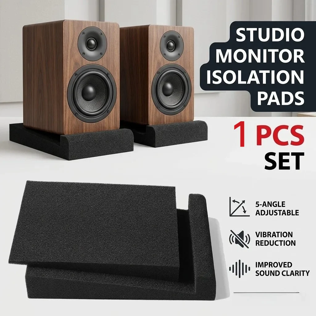 Pads d'isolation pour moniteurs de studio, support en mousse acoustique pour haut-parleur, réglable à 5 angles, réduction des vibrations, accessoires d'enregistrement, 1 pièce