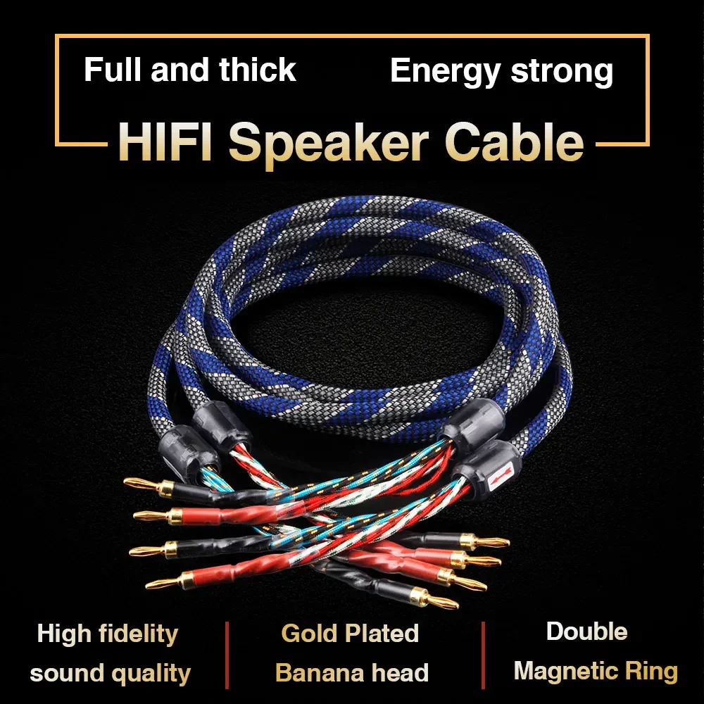 

2 to 4 Banana Speaker Cable Hifi Audio Cable High End Audio Amplifier One Pair Copper Jack Ofc Speaker Cable Banana Plug Cable