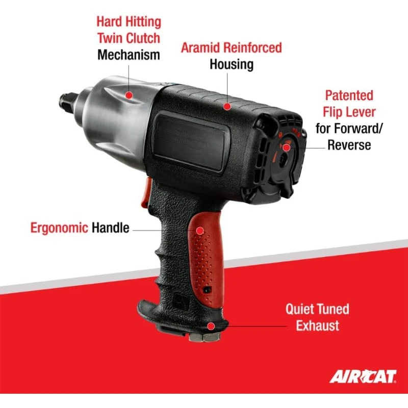 Pneumatic Tools 1250-K 1/2-inch Composite Twin Clutch Impact Wrench : Impact Wrench : Powerful & Long-Lasting Power Wrench