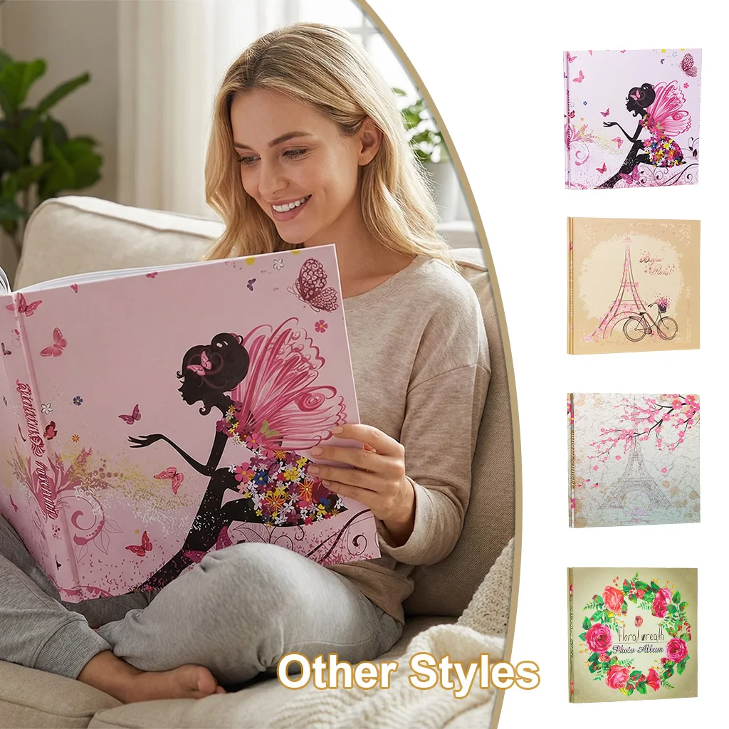 18'' Large DIY Scrapbook Album, Romantic Elegant Cover, Self-Adhesive, 20 Sheets/40 Pages for Couples, Weddings & Travel